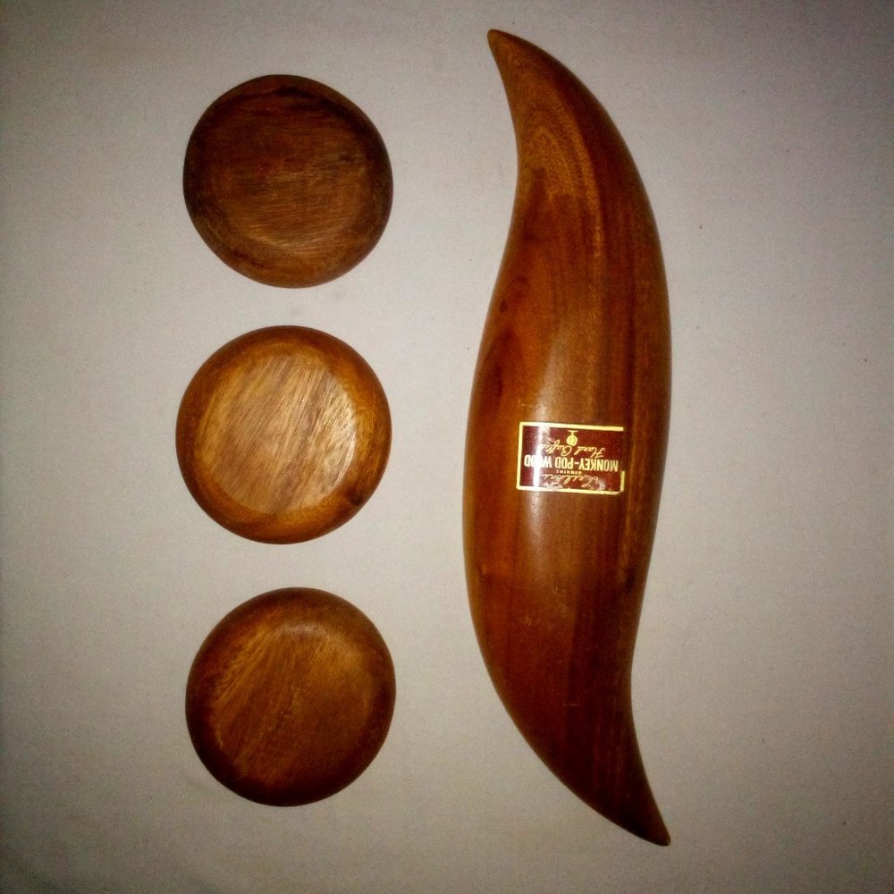Mid Century Modern Monkey Wood Serving Bowls Bundle: (4) Piece. Vintage. Retro - Picture 2 of 3